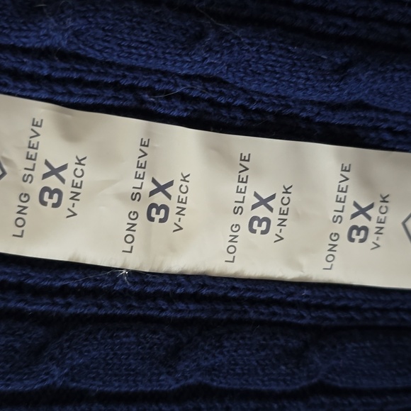 ST. JOHN'S BAY WOMENS PLUS SIZE BLUE CLASSIC V-NECK CABLE SWEATER SIZE 3X - Picture 4 of 12